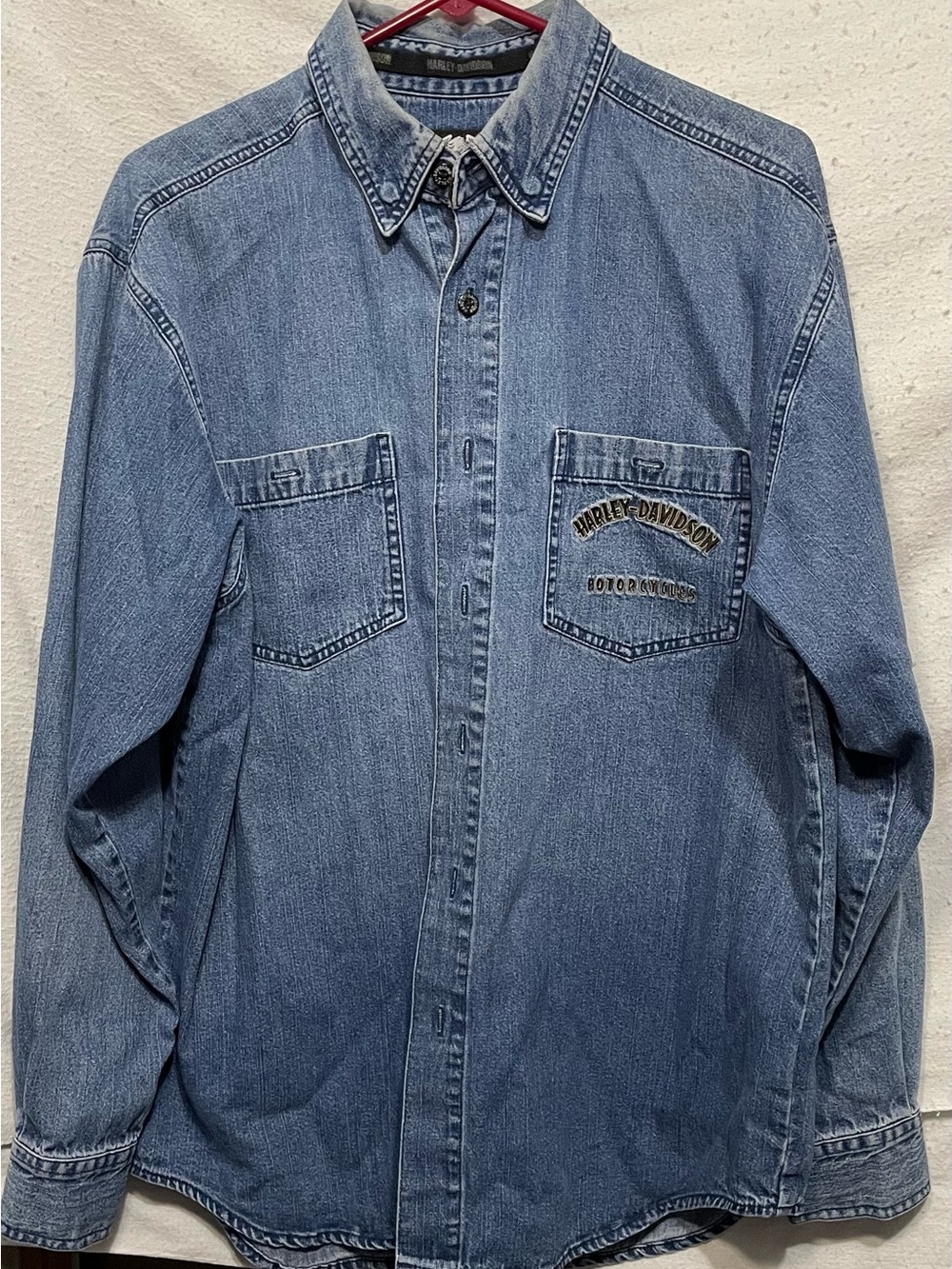 Harley-Davidson Light Blue Denim Shirt Jacket with Chest Pockets
